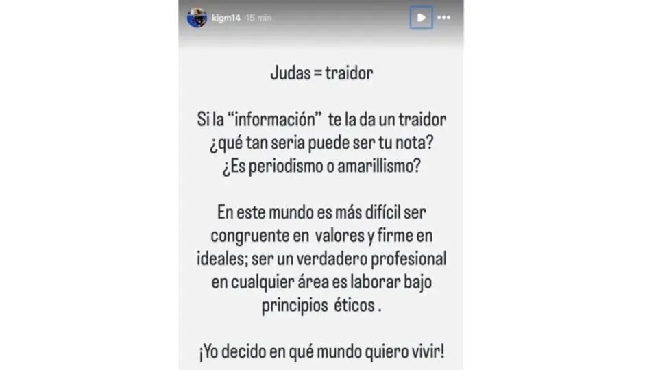 Mensaje de Katia Itzel l CAPTURA DE PANTALLA ig:katiaitzel