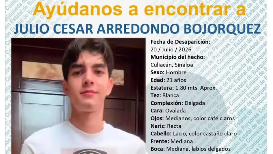El estudiante de arquitectura desapareció el 20 de julio tras salir de trabajar en una cafetería de Culiacán / Redes