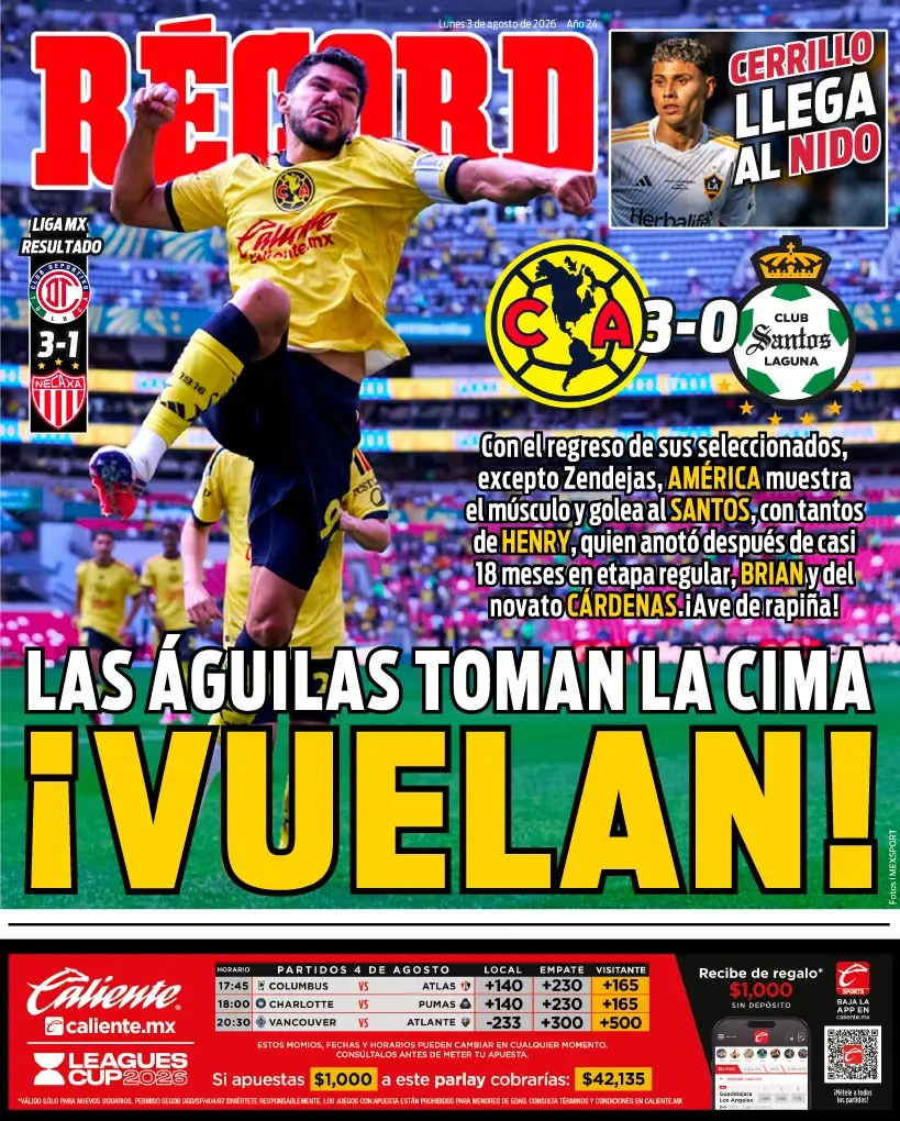 Portada RÉCORD 03  de agosto de 2026