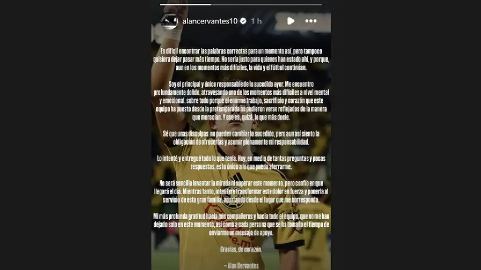 Las disculpas de Alan Cervantes en Instagram | CAPTURA