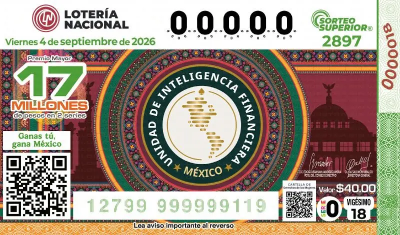 El Sorteo Superior No. 2897 tendrá un Premio Mayor de 17 millones de pesos en dos series./ Especial