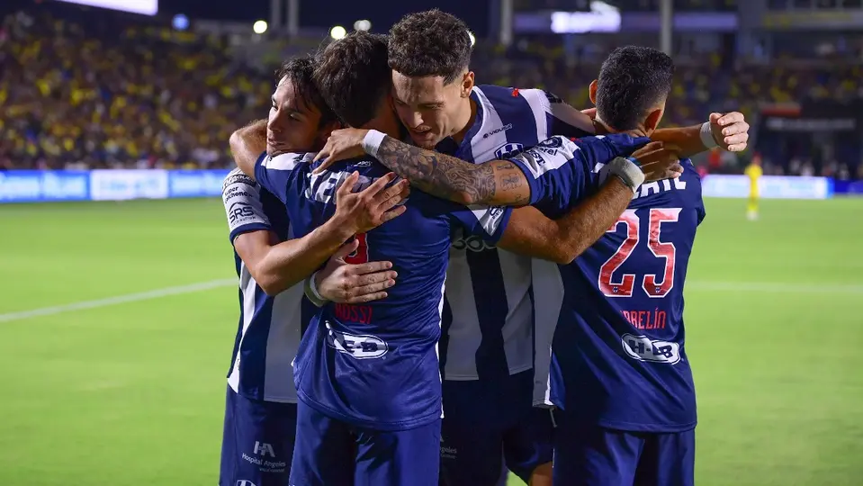 Rayados celebrando triunfo ante América en Leagues Cup | MEXSPORT