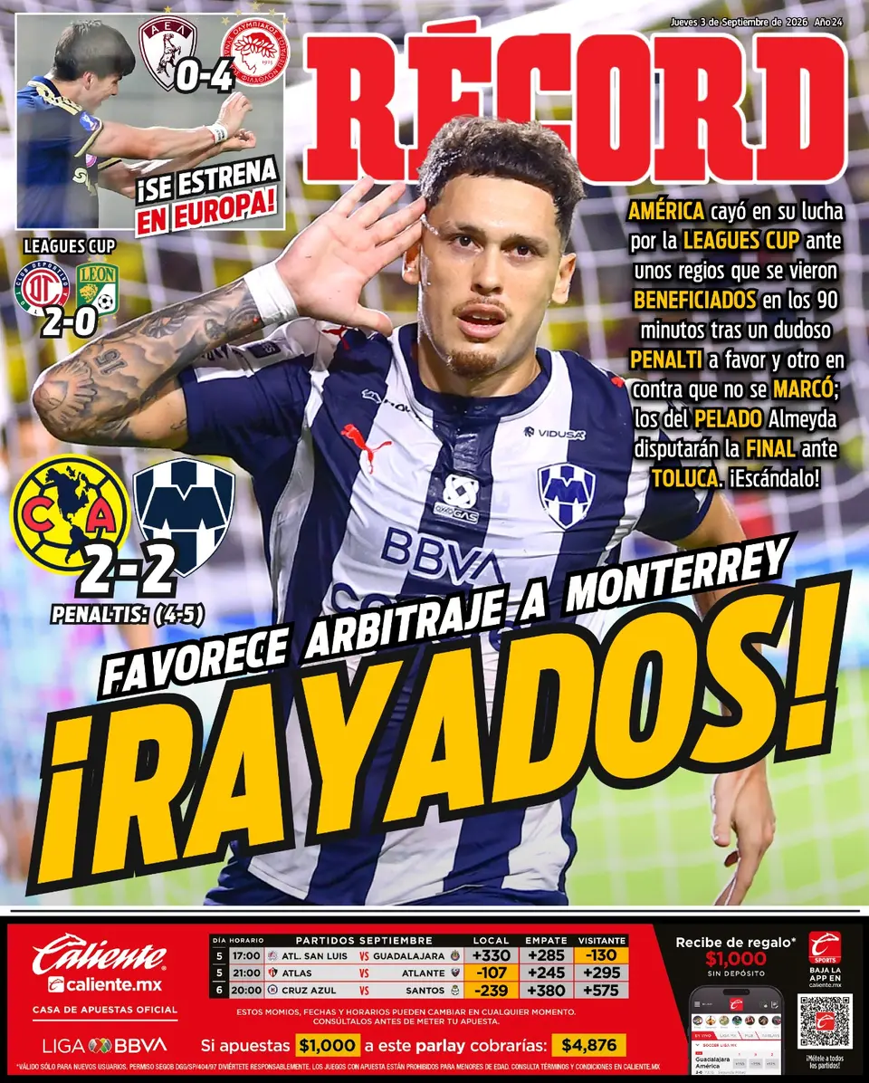 Portada RÉCORD 3 de Septiembre de 2026