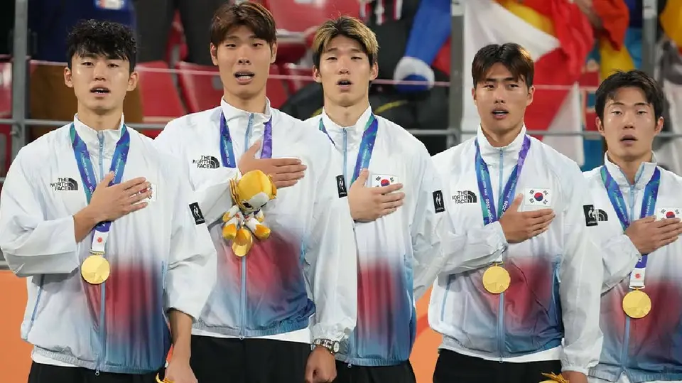 Seleccionados de Corea del Sur tras la Final de los Juegos Asiáticos | Facebook: Korea Football Team