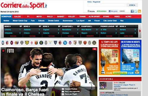 El Corriere italiano destacó al equipo inglés (IMAGEN TOMADA DE INTERNET)