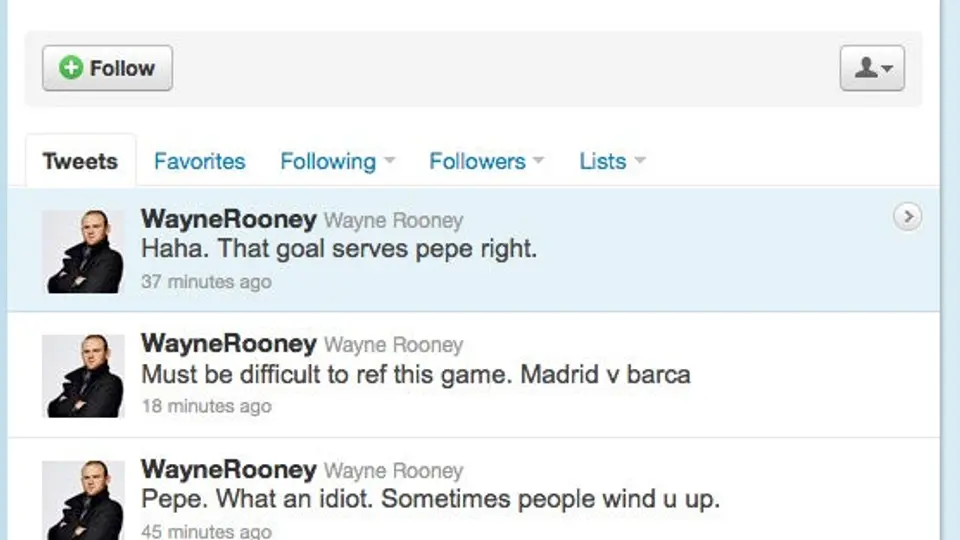 Pepe, ¡vaya idiota!: Rooney
