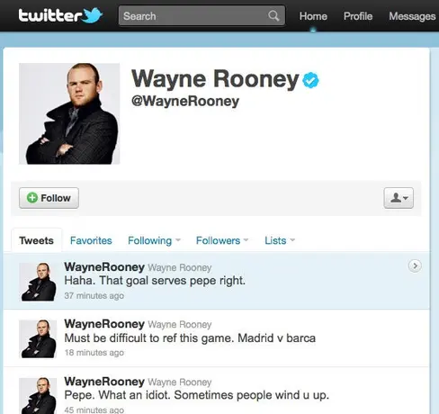 Pepe, ¡vaya idiota!: Rooney