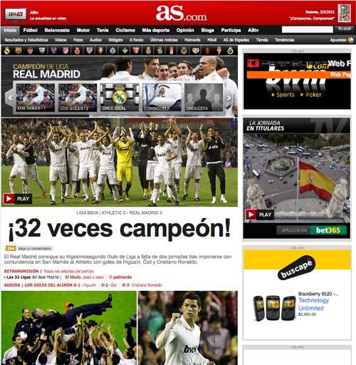 AS también dedicó un gran espacio a la Liga del Madrid| INTERNET