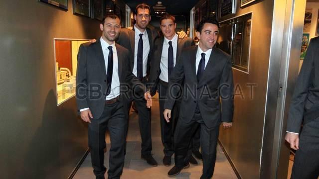 Los jugadores se transladaron al Camp Nou, previo al entrenamiento. FOTO: FC BARCELONA