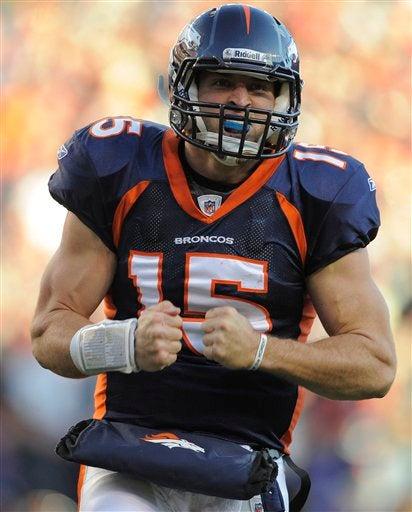 El quarterback de Broncos,Tim Tebow. FOTO: AP