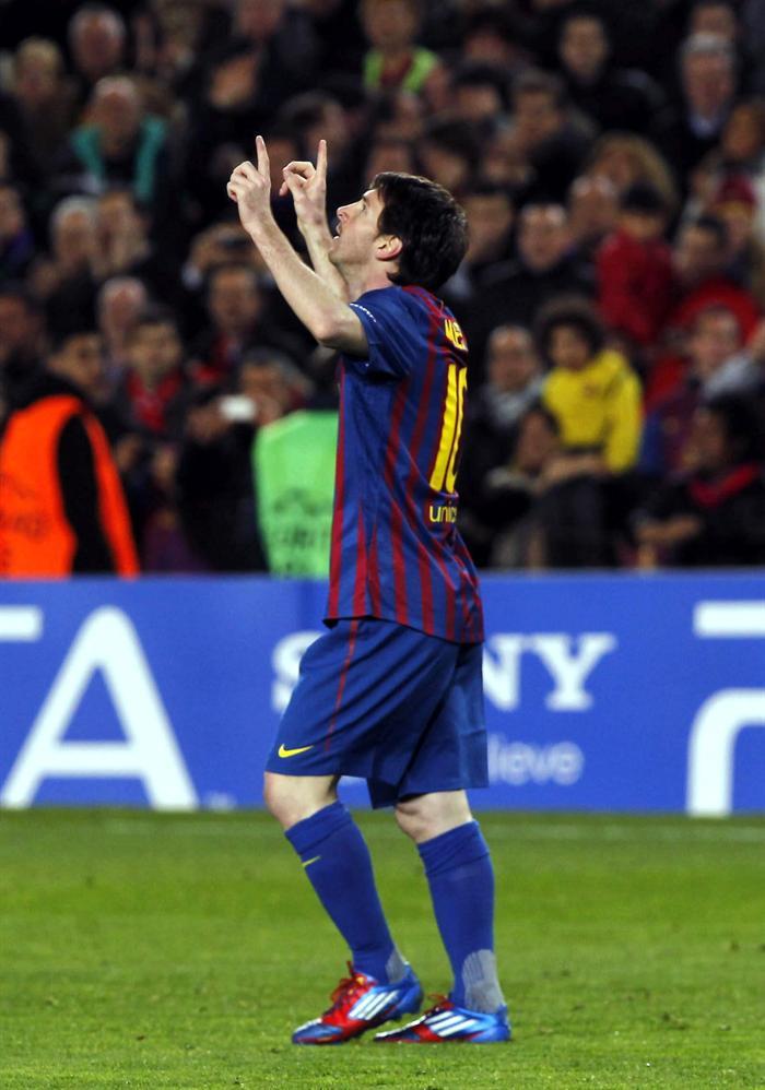 Messi celebra el primer tanto. FOTO: EFE