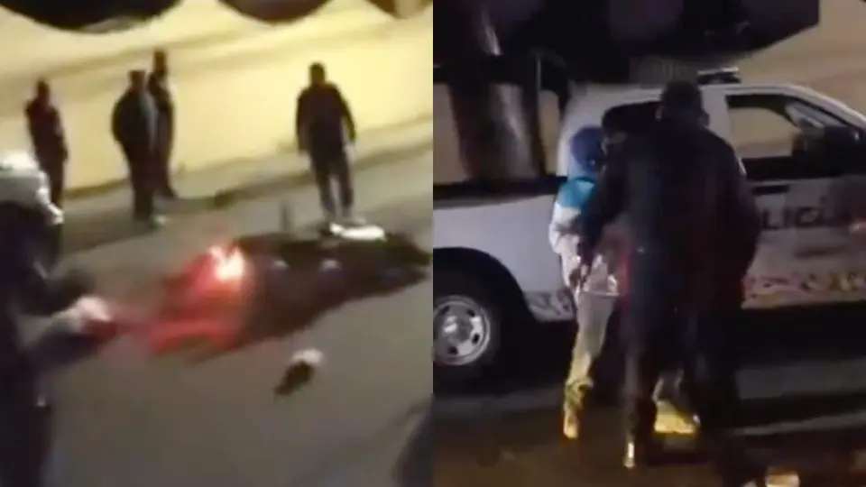 Tras el empujón, el conductor se fue directo contra una camioneta, lo que hizo que cayera al suelo / Especial