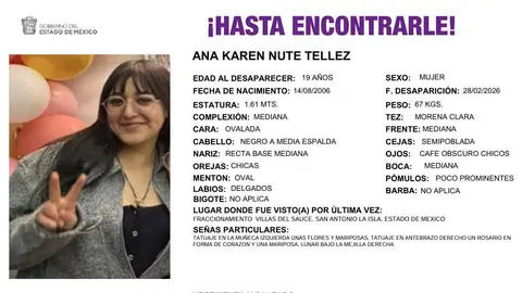 Ana Karen fue reportada como desaparecida el 28 de febrero en San Antonio la Isla tras abordar un mototaxi./ X