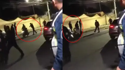 En un retén en el Pueblo de San Miguel Topilejo un policía aventó a un motociclista / Especial