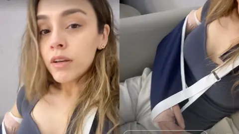 La comunicadora explica que por la madrugada sufrió una caída y se lesionó el brazo / IG: @karybridge