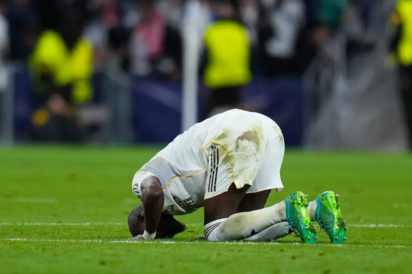 Antonio Rudiger en tirando en el piso en el Real Madrid vs Getafe 2026 | AP