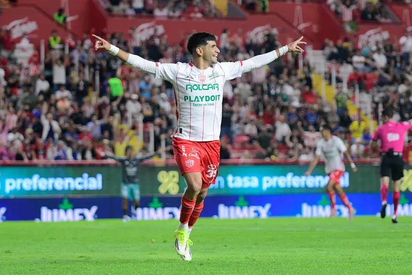 Javier Ruiz, jugador de Necaxa, en festejo de gol en duelo ante Mazatlán de la Jornada 13 del Clausura 2026 | IMAGO7