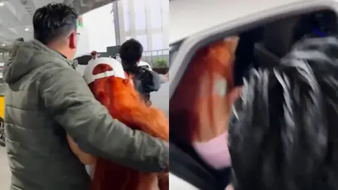 Sin decir palabra alguna y aun llorando, se subió a una camioneta para partir a su destino / Especial