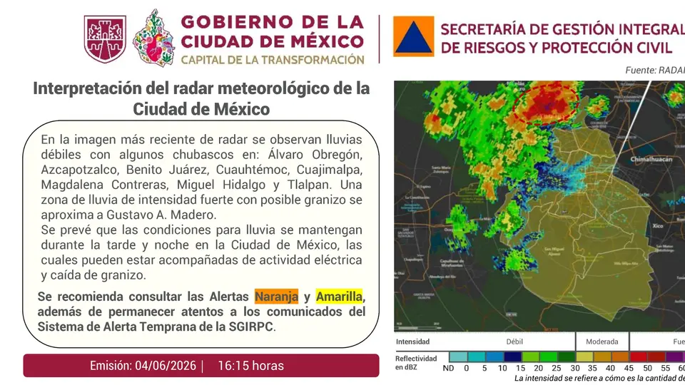 Once alcaldías fueron incluidas en Alerta Naranja debido a la intensidad de las precipitaciones esperadas./ X: @SGIRPC_CDMX