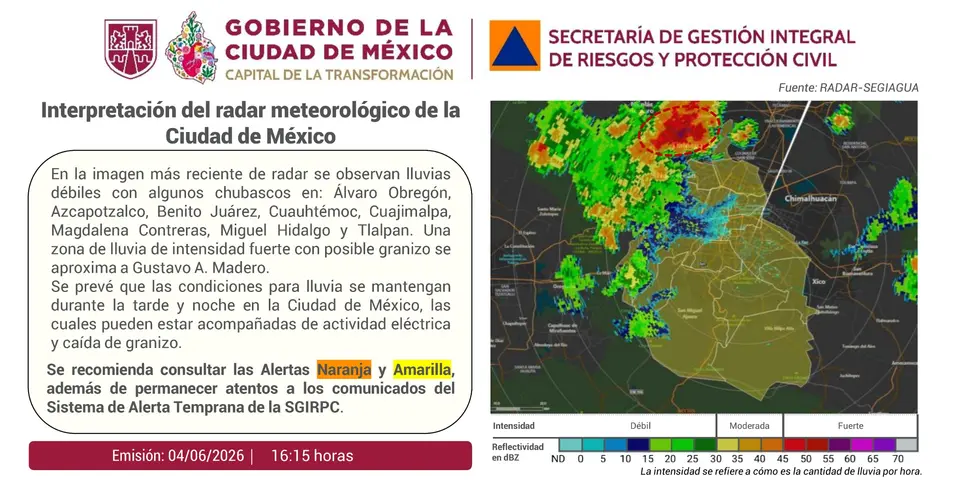 Once alcaldías fueron incluidas en Alerta Naranja debido a la intensidad de las precipitaciones esperadas./ X: @SGIRPC_CDMX