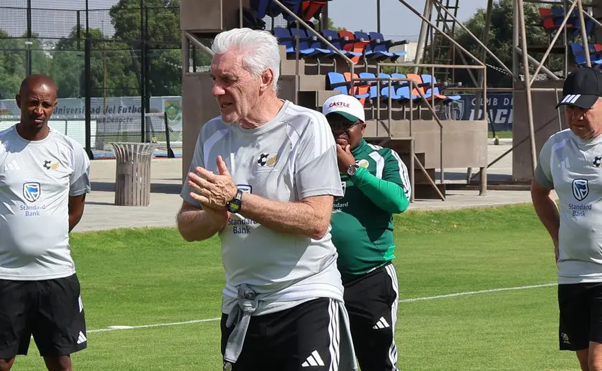 El equipo de Sudáfrica entrenó en las instalaciones de Pachuca | X @BafanaBafana
