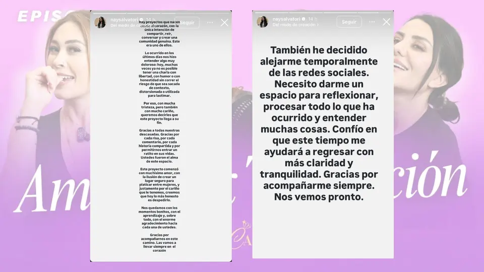 Nayeli Salvatori anunció su salida temporal de un programa de televisión tras la controversia / Especial