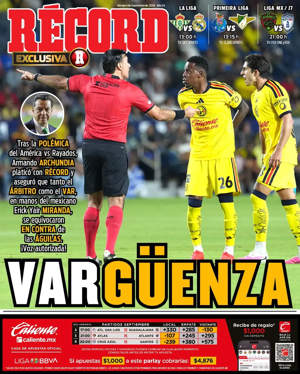 Portada RÉCORD 4 de Septiembre de 2026
