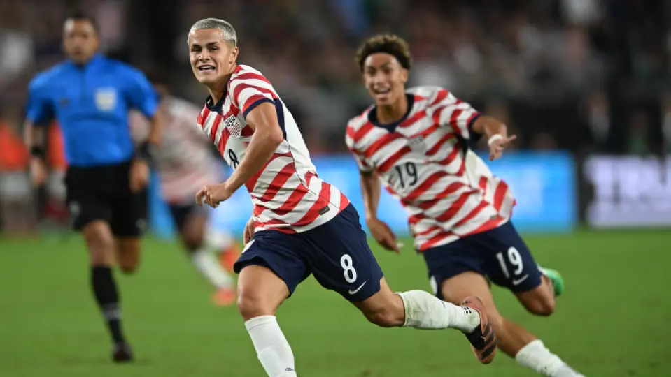 Cavan Sullivan, jugador de Estados Unidos, en festejo de gol ante la Selección Mexicana | IMAGO7