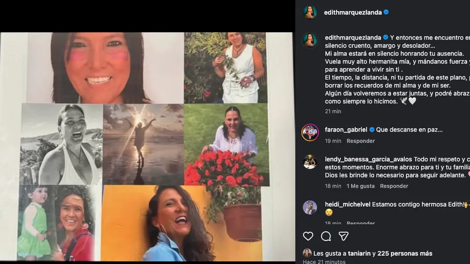 Edith Márquez le dedicó unas palabras a su hermana, a quien llevará siempre en la memoria / IG: @edithmarquezlanda