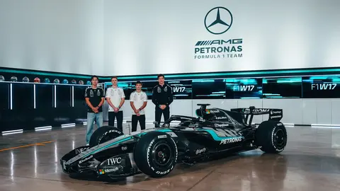 George Russell, Fred Vesti, Kimi Antonelli y Toto Wolff | Mercedes