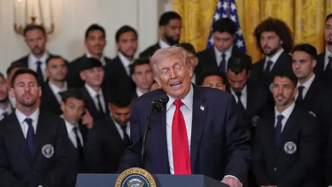 Trump enfocó su discurso al recibir a Inter Miami en la guerra con Irán | AP