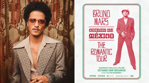 Las presentaciones del cantante están programadas para diciembre en el Estadio GNP Seguros / FB: @brunomars