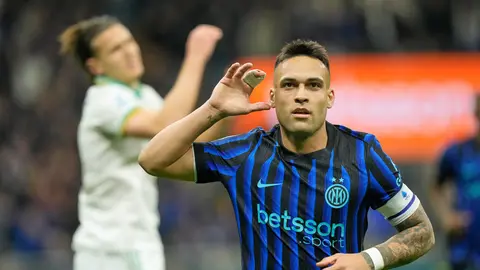 Lautaro Martínez tras anotar con Inter de Milan I AP