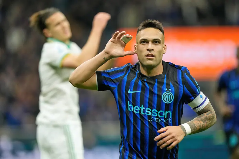 Lautaro Martínez tras anotar con Inter de Milan I AP