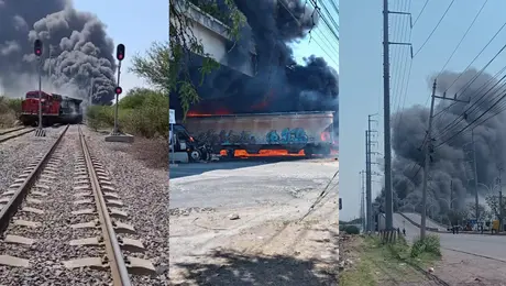 VIDEO: Tren choca contra pipa con combustible y provoca explosión mortal en Querétaro
