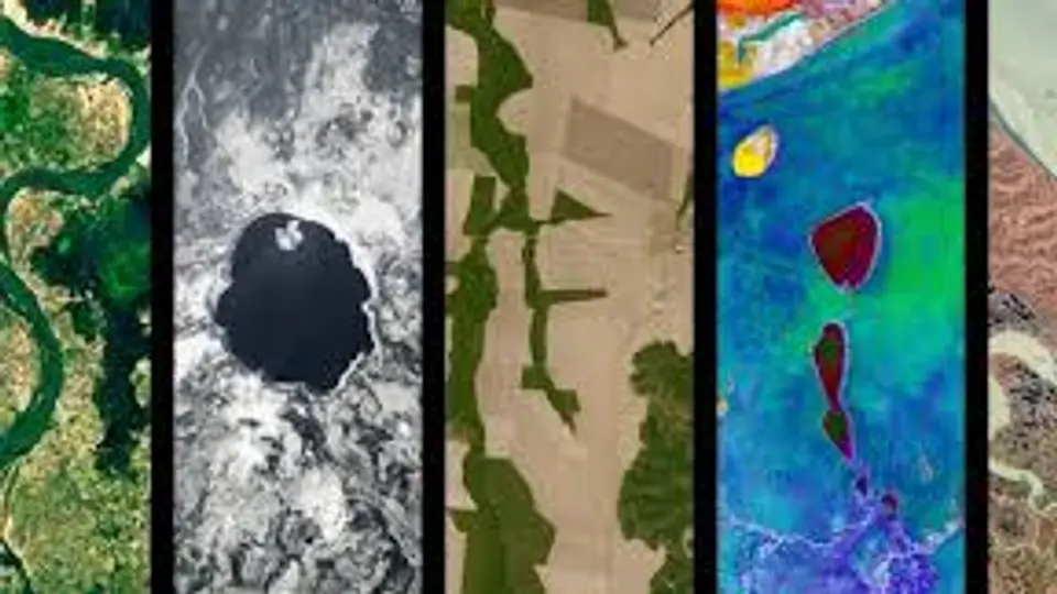 Ríos, montañas y desiertos forman letras únicas en esta experiencia digital de la NASA./ NASA