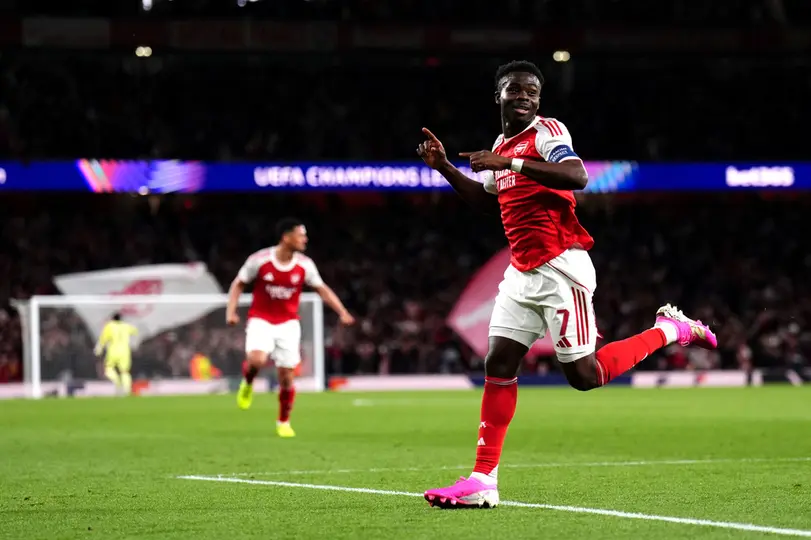 Bukayo Saka en celebración con Arsenal en la Champions League | AP