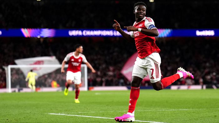 Bukayo Saka en celebración con Arsenal en la Champions League | AP