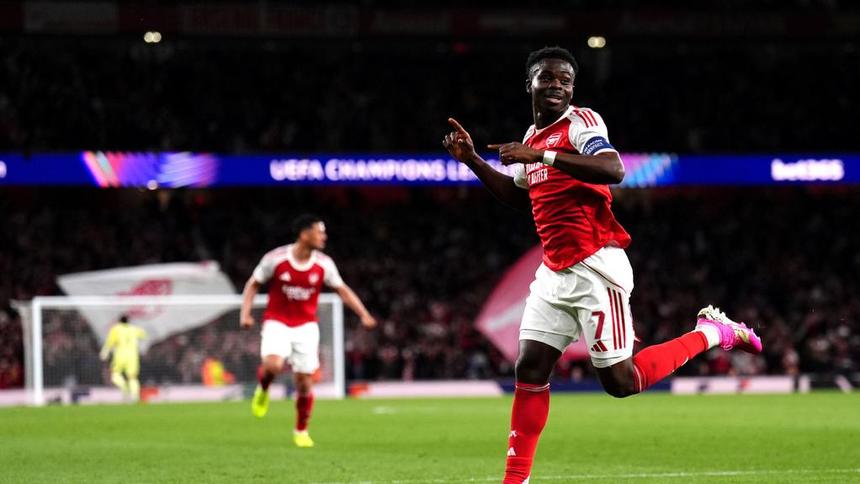 Bukayo Saka en celebración con Arsenal en la Champions League | AP
