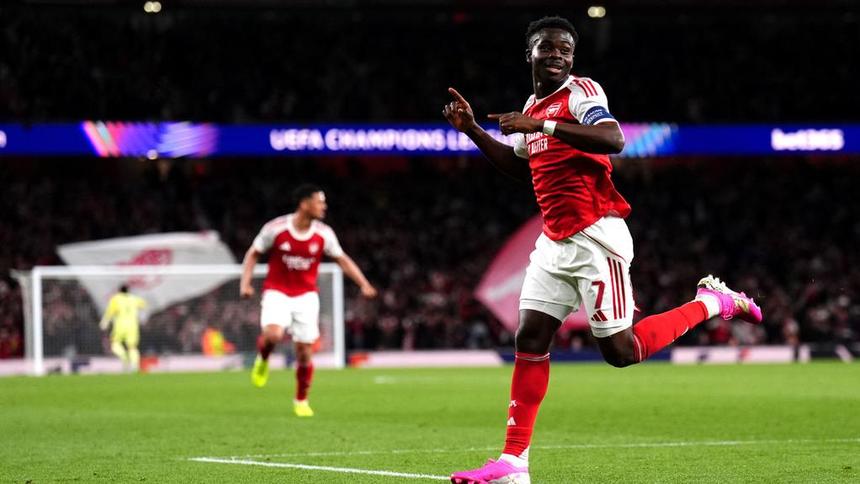 Bukayo Saka en celebración con Arsenal en la Champions League | AP