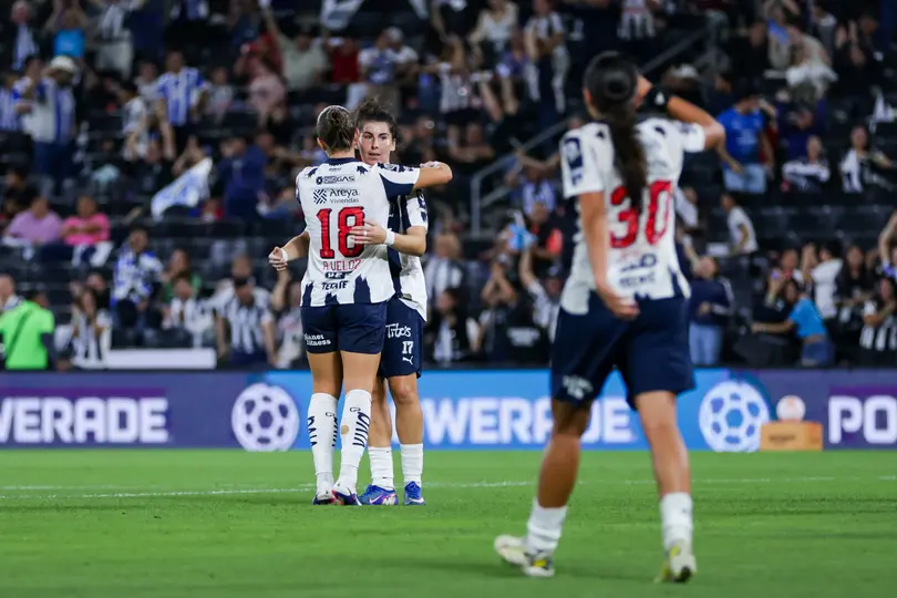 Jugadoras de Rayadas en celebración contra Cruz Azul en la Liguilla del Clausura 2026 de la Liga MX Femenil | IMAGO 7