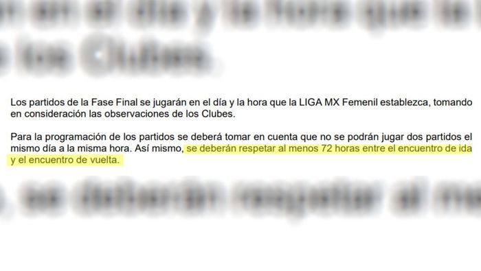 El reglamento de la Liga MX Femenil estipula que debe haber 72 horas entre partidos de Fase Final | CAPTURA DE PANTALLA