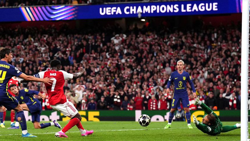 Bukayo Saka en el partido de Arsenal contra Atlético de Madrid en la Champions League | AP