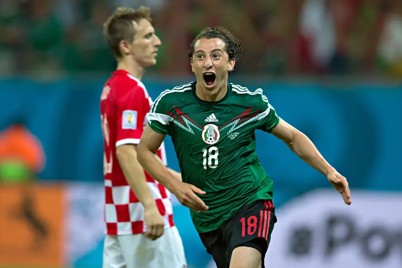 Andrés Guardado festejando el tercer gol ante Croacia , en Brasil 2014| IMAGO7