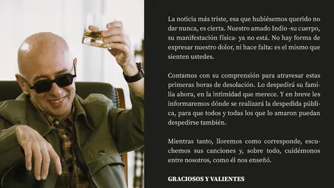 Familiares de  Carlos “Indio” Solari confirmaron la muerte del legendario cantante / FB: @indiosolari