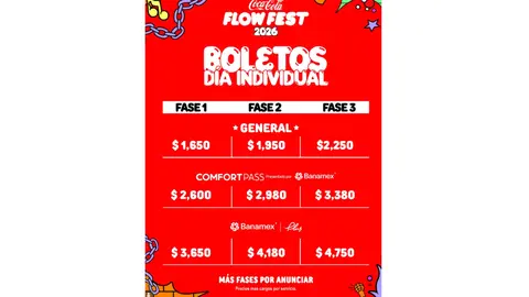Precios por día del Flow Fest 2026. / @cocacola_flow