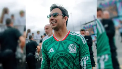 ¡Sin miedo al enemigo! Checo Pérez llegó al GP de Gran Bretaña con la playera de la Selección Mexicana