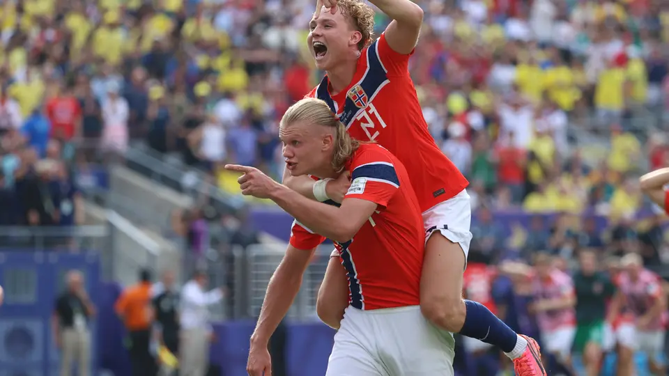 Erling Haaland, en festejo de gol con Noruega | AP