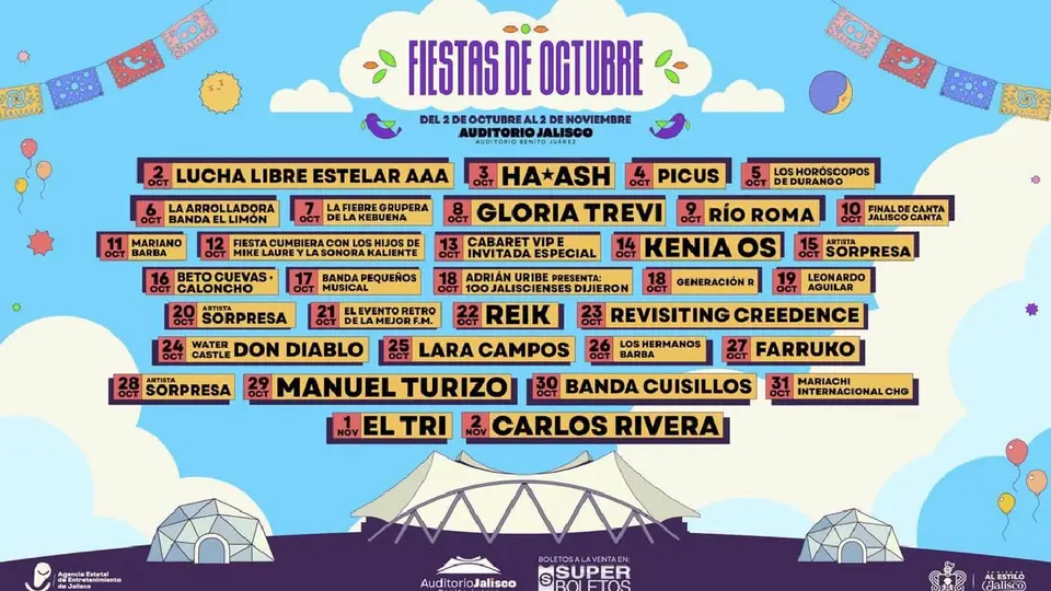 Fiestas de Octubre 2026: cartel completo, fechas y precio de boletos