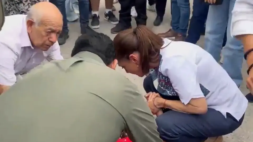 La presidenta permaneció cerca de la adulta mayor mientras se esperaba la atención de los servicios de emergencia. / X